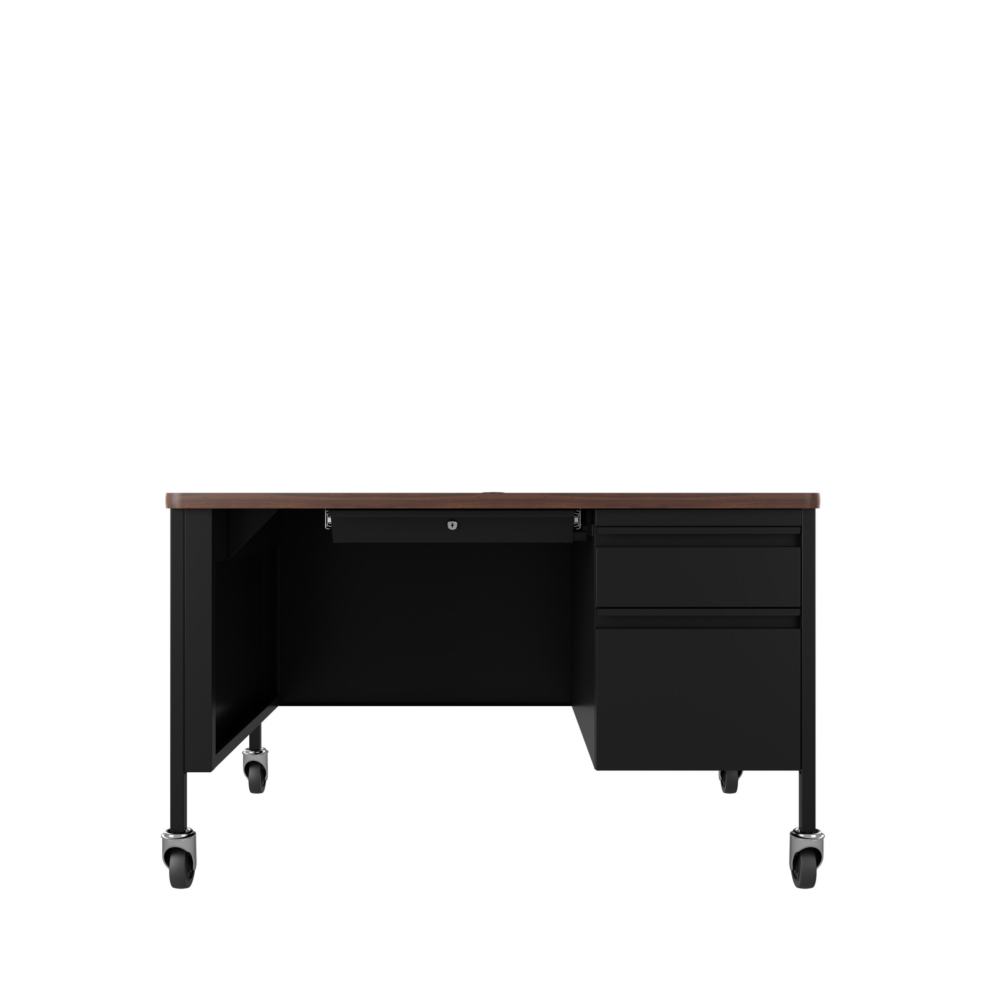 Hirsh Industries, Right Hand Ped Desk with Rounded Corner T-Mold Top, Width 48 in, Height 29.5 in, Depth 30 in, Model# 22656
